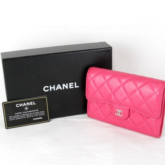 CHANEL Handbags - CHANEL Authentic Pink Leather Wallet